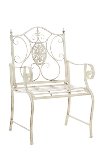 PUNJAB - Chaise de jardin avec accoudoirs en métal Crème antique
