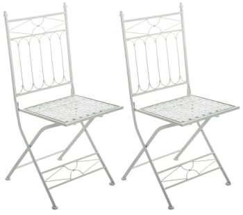 ASINA - Lot 2 chaises de jardin pliables en métal Blanc