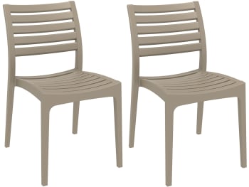ARES - Lot de 2 chaises de jardin empilables en plastique Boue