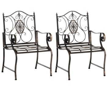 PUNJAB - 2er Set Gartenstühle mit Armlehnen aus Metall bronze