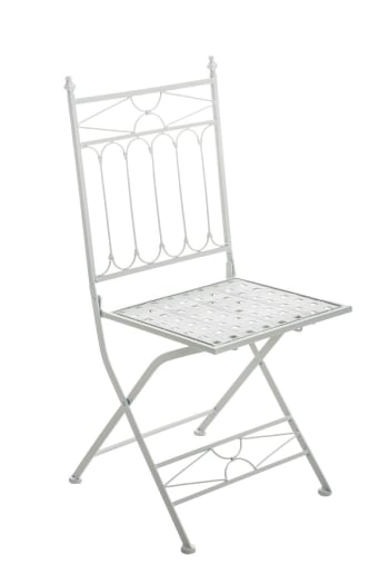 ASINA - Chaise de jardin pliable en métal Blanc