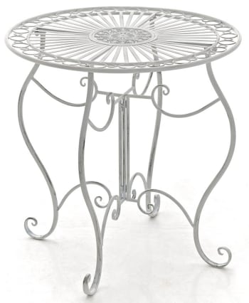 INDRA - Table de jardin avec plateau rond en métal Blanc antique