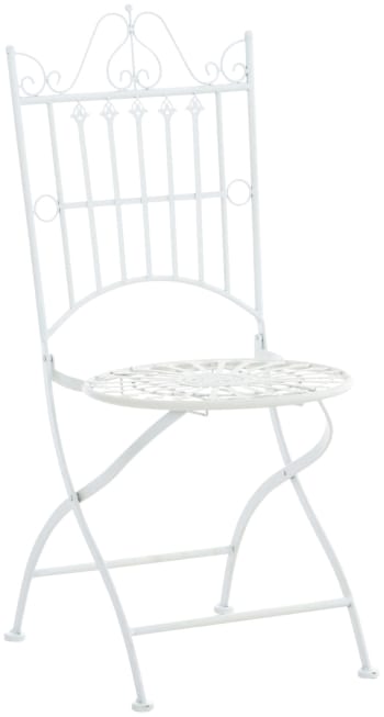 SADAO - Chaise de gardin pliable en métal Blanc