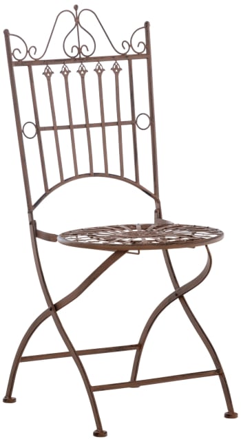 SADAO - Chaise de gardin pliable en métal Marron antique