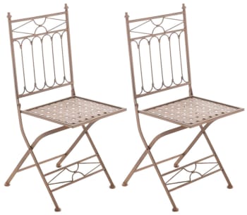 2er Set Gartenstühle klappbar aus Metall antikgrün SIBELL Maisons du
