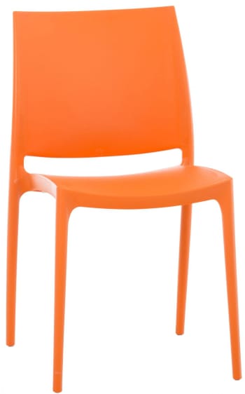 Maya - Chaise de jardin empilable résistante aux UV en plastique Orange