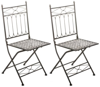 ASINA - Lot 2 chaises de jardin pliables en métal Bronze