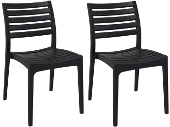 ARES - Set 2 sedie impilabili robusto in Plastica Colore nero