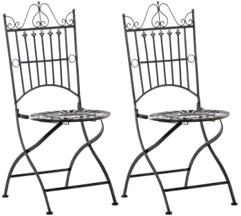 SADAO - Lot de 2 chaises de jardin pliables en métal Bronze