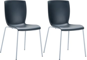 MIO - Set de 2 sillas robustas apilables en Plástico Negro