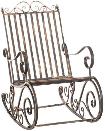 Smilla - Chaise à bascule de jardin avec accoudoirs en métal Bronze