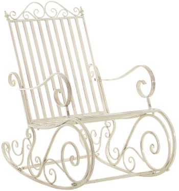 Smilla - Chaise à bascule de jardin avec accoudoirs en métal Crème antique