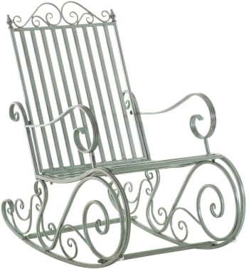 Smilla - Chaise à bascule de jardin avec accoudoirs en métal Vert antique