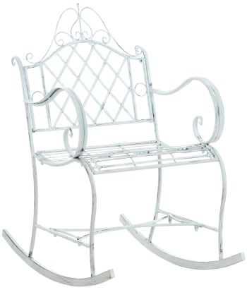 ANSAN - Chaise à bascule d'extérieur en métal Blanc antique