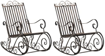 SMILLA - Lot de 2 fauteuils à bascule pour jardin en métal Bronze