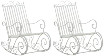 SMILLA - Lot de 2 fauteuils à bascule pour jardin en métal Blanc