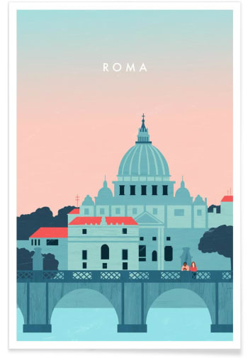 Rome - Affiche rose & turquoise