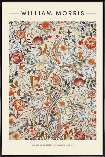 William morris - acanthus - Affiche dans cadre standard (noir) blanc ivoire & multicolore 20x30