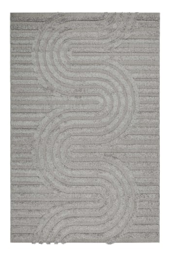 Miles - Tapis intérieur/extérieur à relief motif design gris 80x150