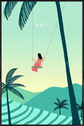 Bali - Affiche dans cadre standard (noir) vert 20x30