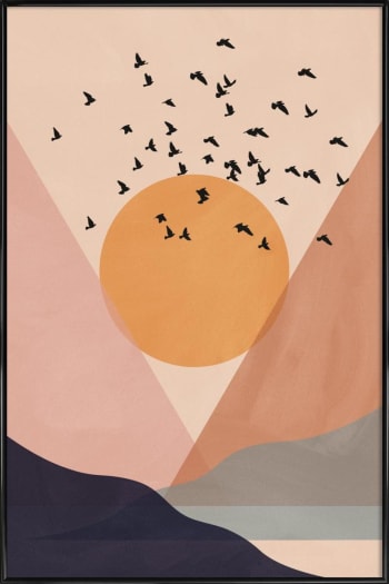 Sun flock - Affiche dans cadre standard (noir) multicolore 40x60