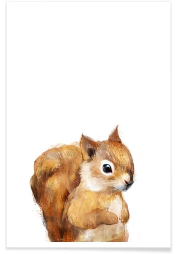 Little squirrel - Affiche blanc &