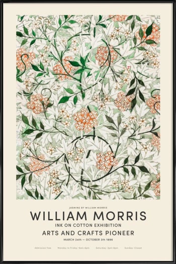 William morris - jasmine exhibition - Affiche dans cadre standard (noir) blanc ivoire & multicolore 20x30