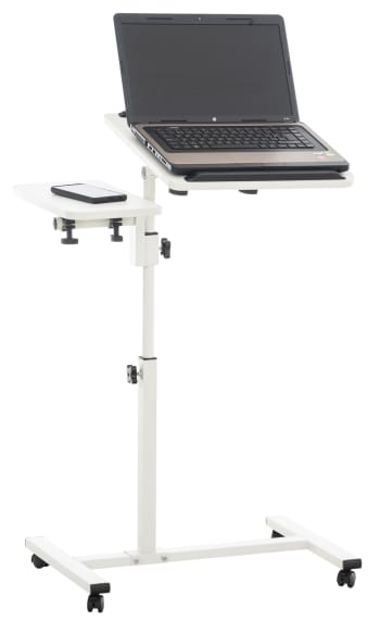 LIVA - Table d'appoint Mobile avec tablettes réglables en bois Blanc