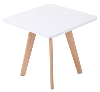 ALMERIA - Table d'appoint carrée en bois Blanc