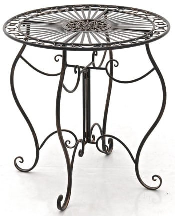 INDRA - Runder Gartentisch mit Verzierungen Metall bronze