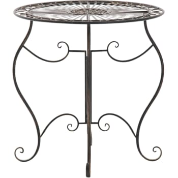 LOKATSE HOME Tavolo Da Giardino Rotondo In Ferro Battuto Con Foro Per Ombrellone - 42x72 Cm - Struttura In Acciaio - Nero - 6