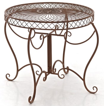 SHEELA - Table de jardin avec plateau rond en métal Marron antique