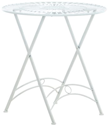 TEGAL - Gartentisch rund aus Metall weiß