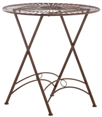 TEGAL - Gartentisch rund aus Metall antik braun
