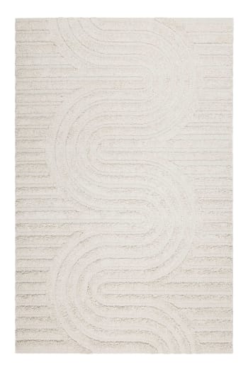 Tappeto a pelo corto in pura lana vergine color beige crema 70x140  Greenwood rug