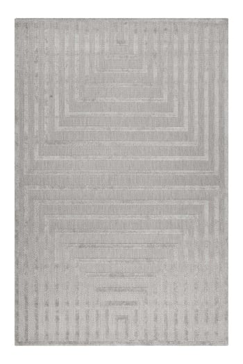 Carolina - Tappeto interno/esterno grafico a rilievo grigio 200x290