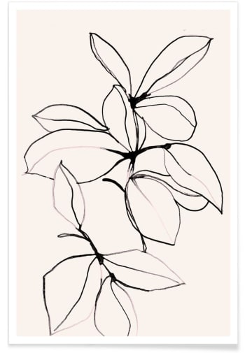 Foliage 0118 - Affiche blanc ivoire & gris