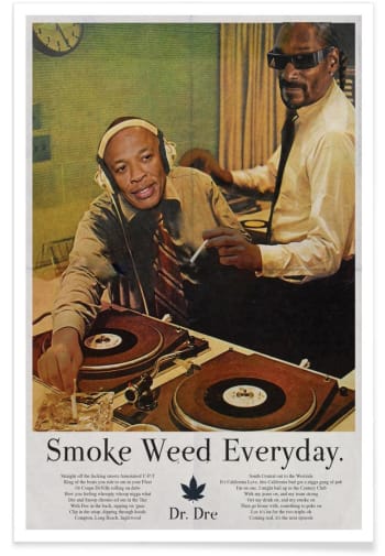 Smoke weed every day - Affiche blanc ivoire & marron