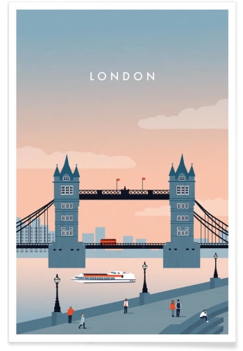 London - Affiche bleu & gris