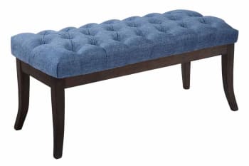 RAMSES - Banquette avec pieds en bois assise en tissu Bleu