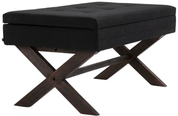 NAMARO - Banquette avec pieds en bois assise en tissu Noir
