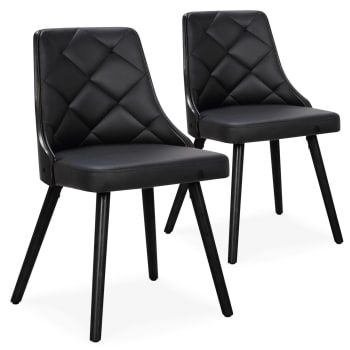 Lalix - Lot de 2 chaises scandinaves bois noir et simili noir