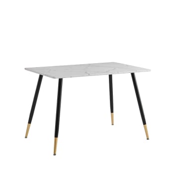 Tisch im skandinavischen Stil, Marmoreffekt, 110*70, weiß