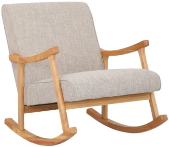 MORELIA - Mecedora con base de madera y asiento en Tela Crema