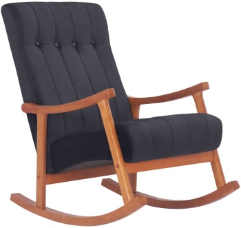 Saltilo - Chaise à bascule avec accoudoirs et assise en velours Noyer / Noir