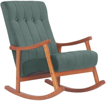 Saltilo - Chaise à bascule avec accoudoirs et assise en velours Noyer / Vert