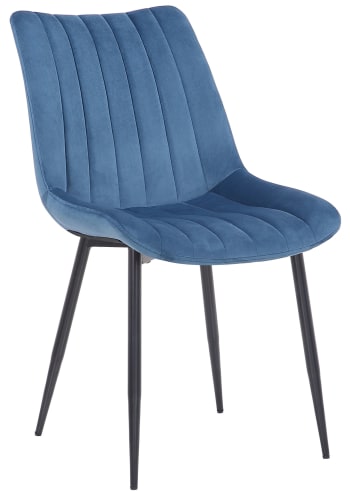 Rahden - Chaise de salle à manger avec pieds métal assise en velours Bleu
