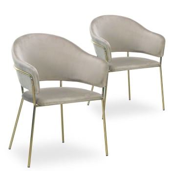 Ulrick - Lot de 2 chaises/fauteuils velours taupe