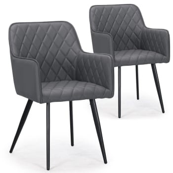 Clark - Lot de 2 chaises simili gris