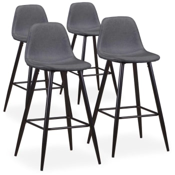 Jody - Lot de 4 chaises de bar tissu gris